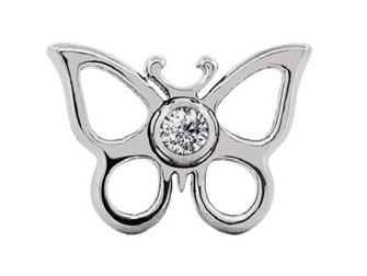Butterfly Gem - Titanium - Threadless