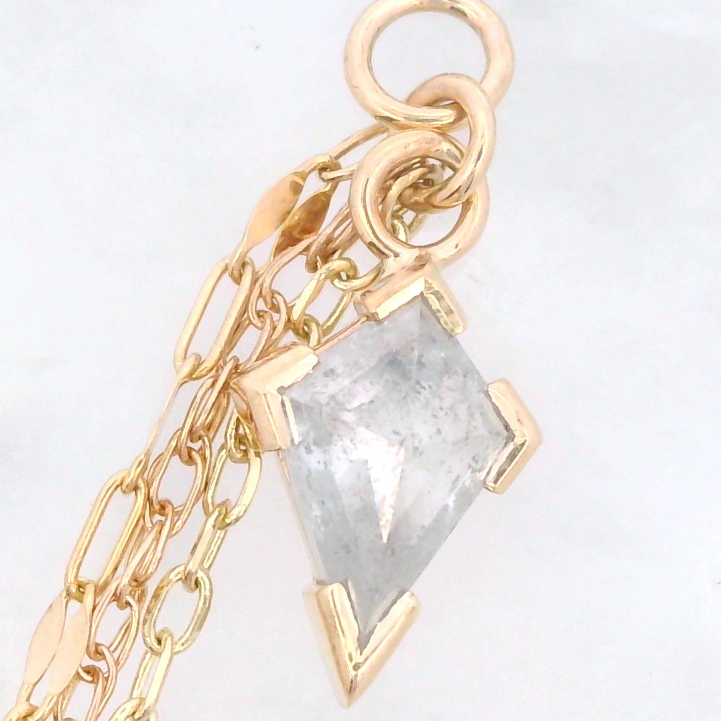 Chain Charm - Grey Diamond Kite Yellow Gold