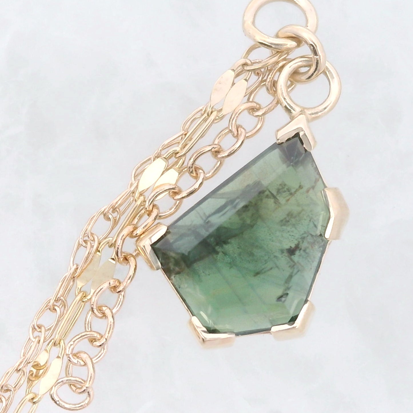 Chain Charm - Geo Cut Kenya Sapphire Yellow Gold