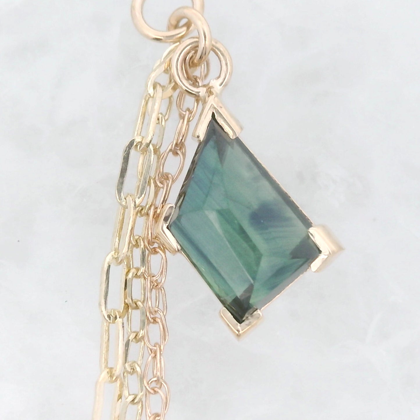 Chain Charm - Geo Cut Kenya Sapphire Yellow Gold