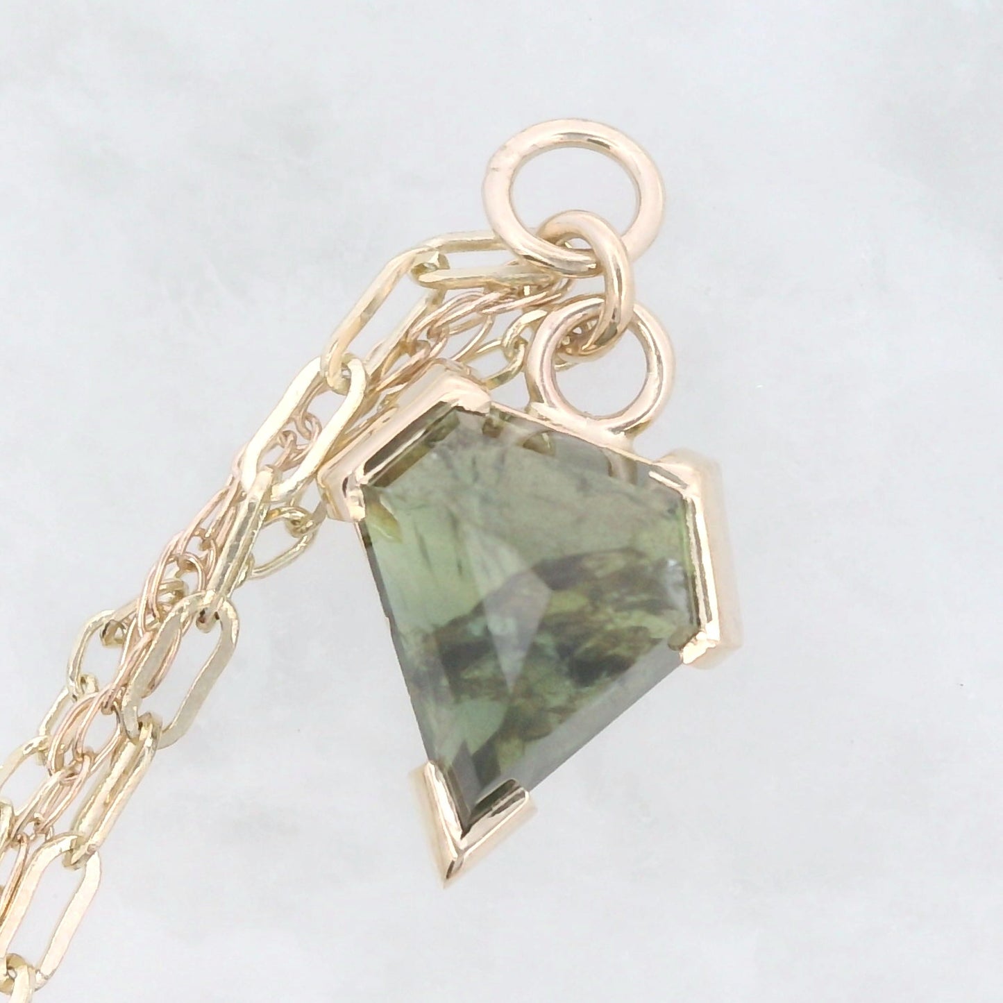 Chain Charm - Geo Cut Kenya Sapphire Yellow Gold