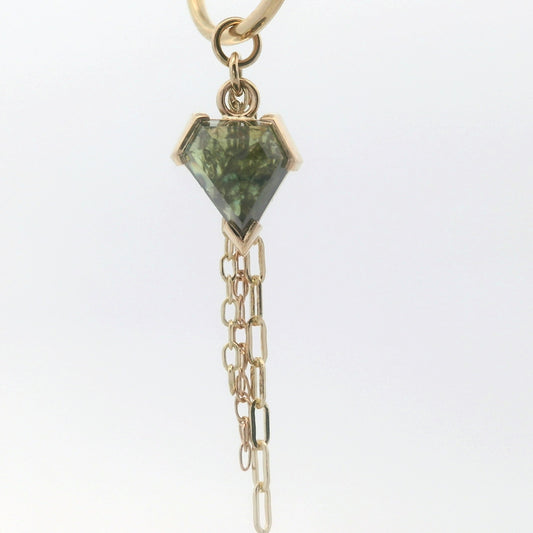 Chain Charm - Geo Cut Kenya Sapphire Yellow Gold
