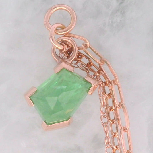Chain Charm - Geo Cut Tsavorite Garnet Partial Bezel Rose Gold
