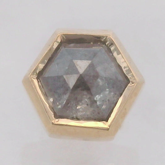 Hexagon Salt and Pepper Diamond Bezel Yellow Gold End