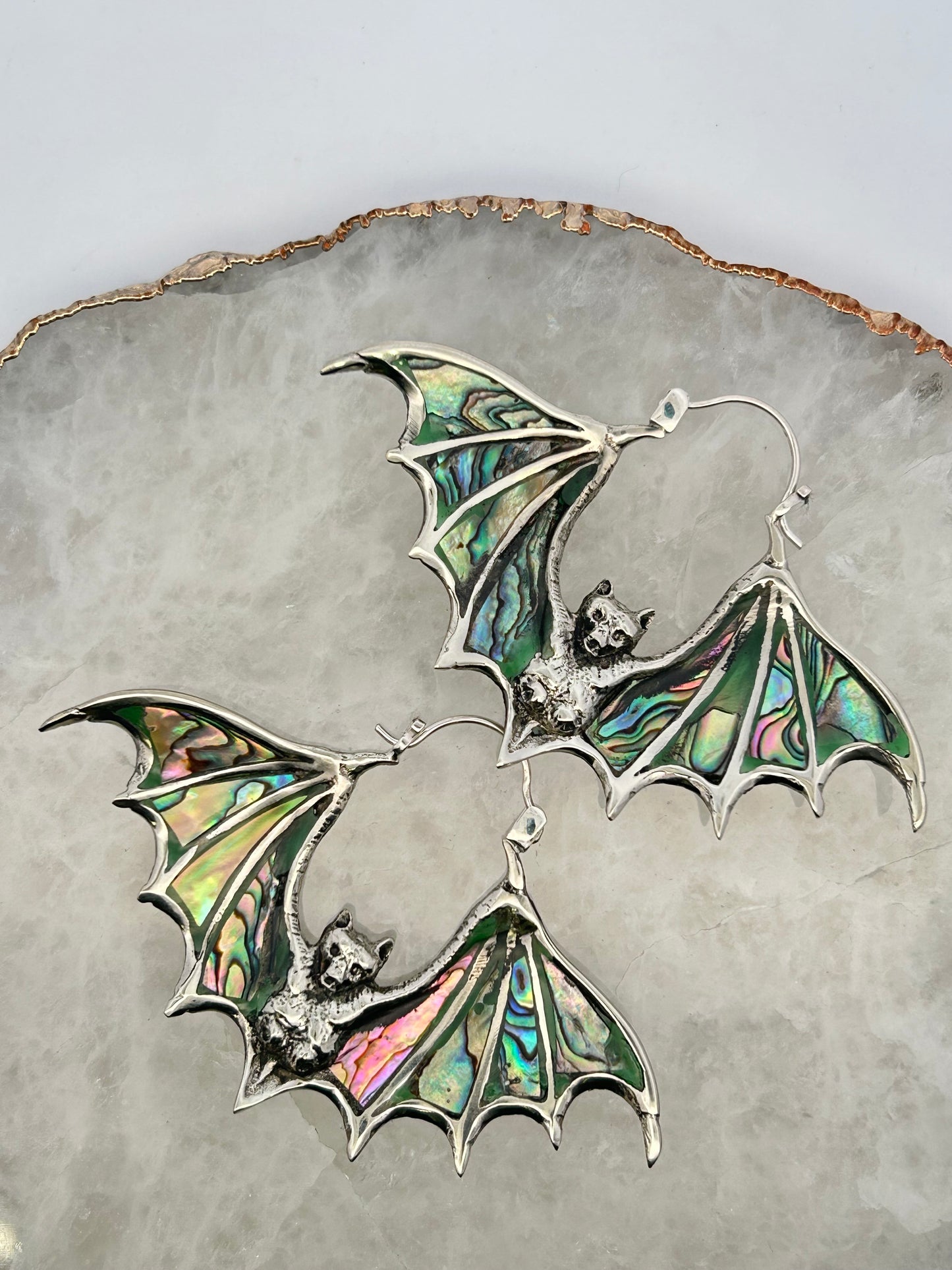 Abalone Bat Earrings