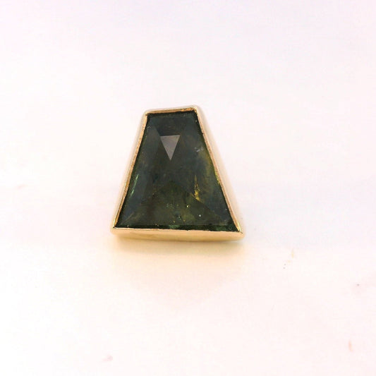 Blue Green Quadrilateral Sapphire Yellow Gold