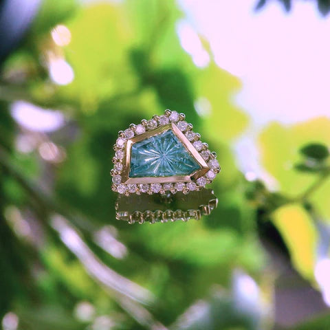 Fantasy Cut Mozambique Paraiba Tourmaline White Diamond Crown