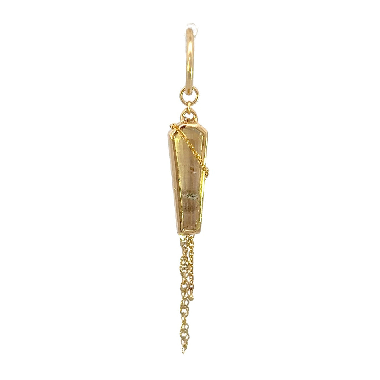 Quartz With Chlorite Coffin and Double Dangles in 14k Yellow Gold