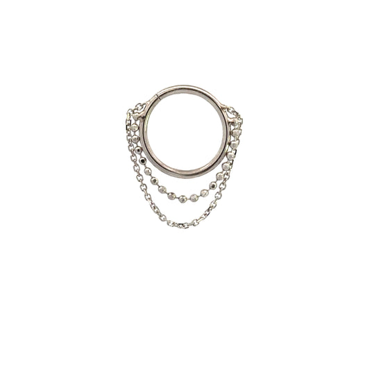 Diamond Cut Ball 1mm & Diamond Cut Cable .8mm - 14k White Gold - Seam Ring