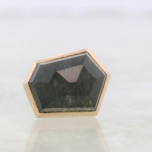 Peridot with Ludwigite Geo Bezel End