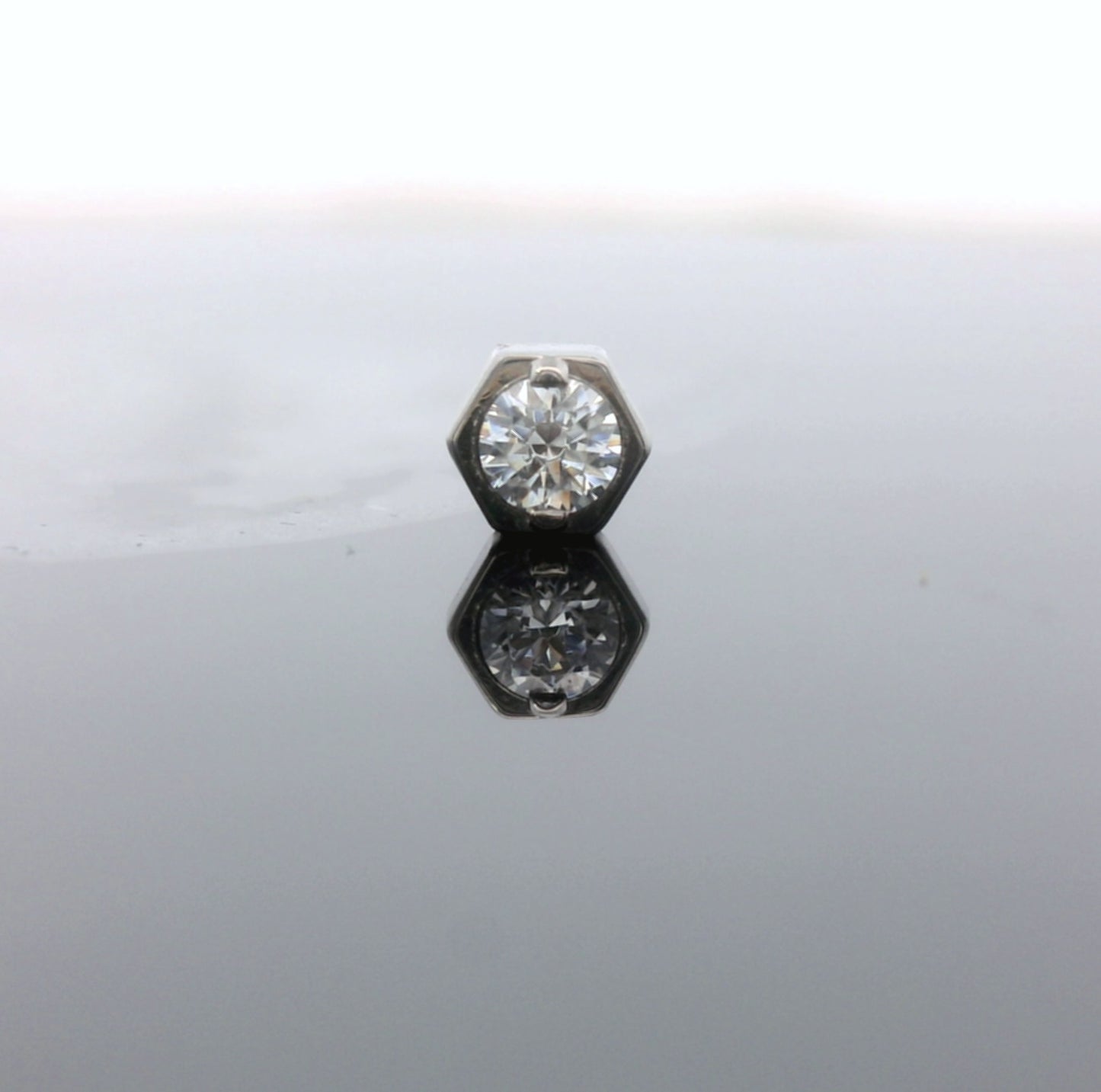 Stippled Single Honeycomb Faceted Gem End - Titanium
