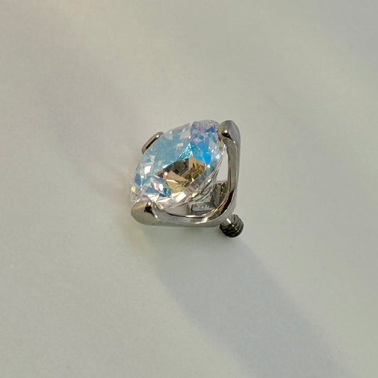 Three Prong Faceted 2.5mm Gem - Threaded
