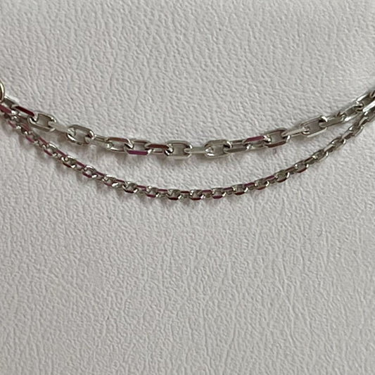 Double Diamond Cut Cable Chain 14k White Gold