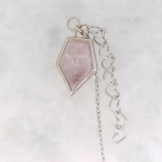 Morganite Geo Cut Dangle with Heart Chain in White Gold