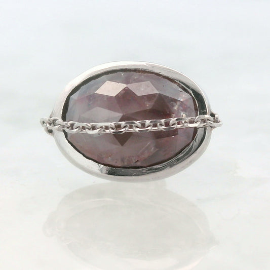 Chained Oval Salt and Pepper Diamond Bezel End