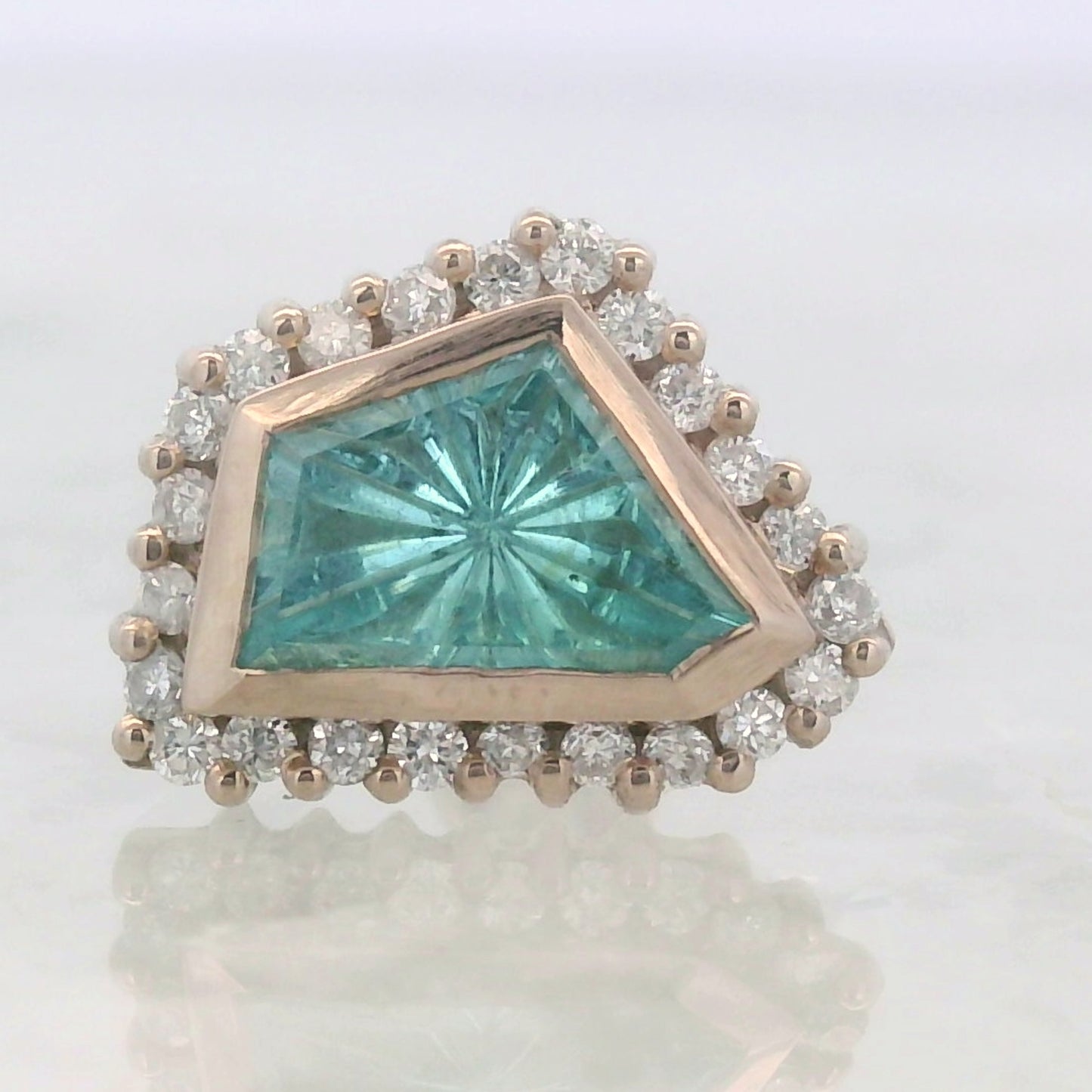 Fantasy Cut Mozambique Paraiba Tourmaline White Diamond Crown