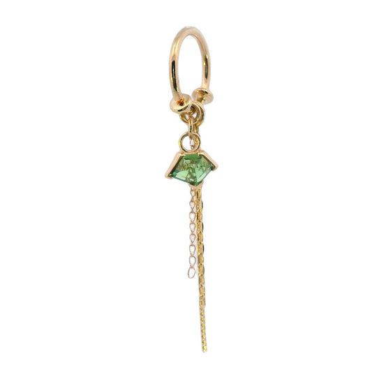 Chain Ring - Geometric Tsavorite Garnet in Yellow Gold