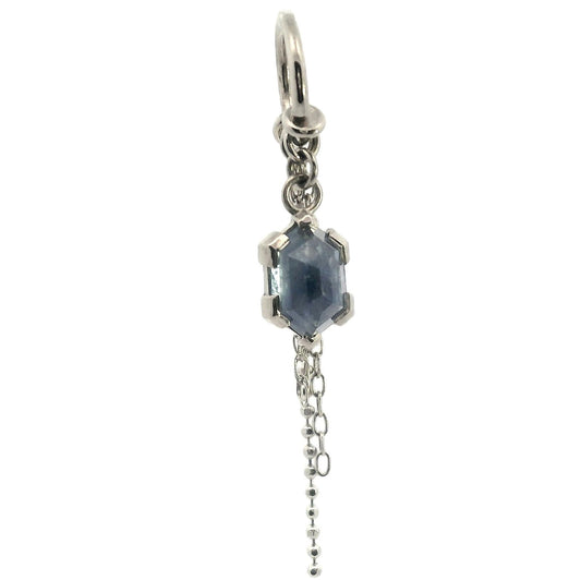 Chain Ring - Geometric Madagascar Sapphire in White Gold