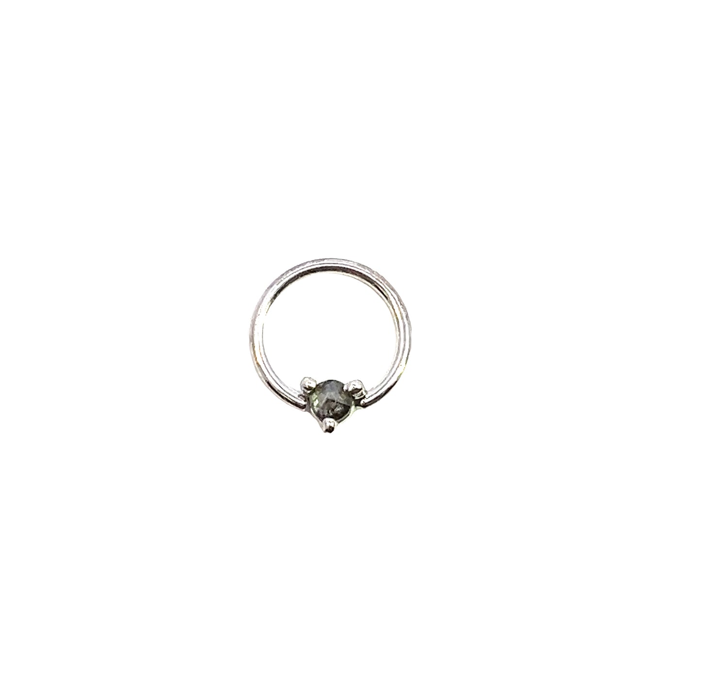 Three Prong Fixed Gem Ring - 14k White Gold