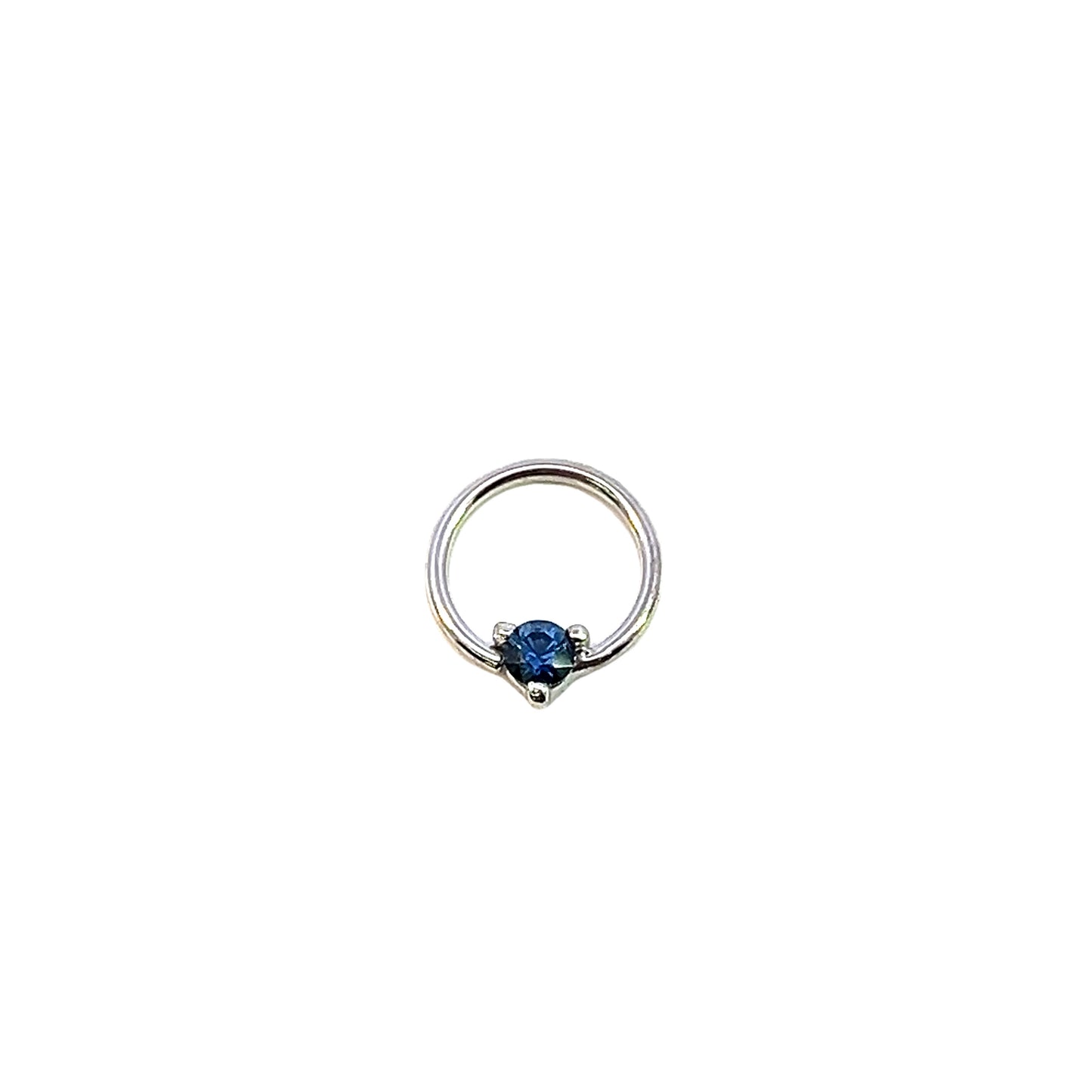 Three Prong Fixed Gem Ring - 14k White Gold