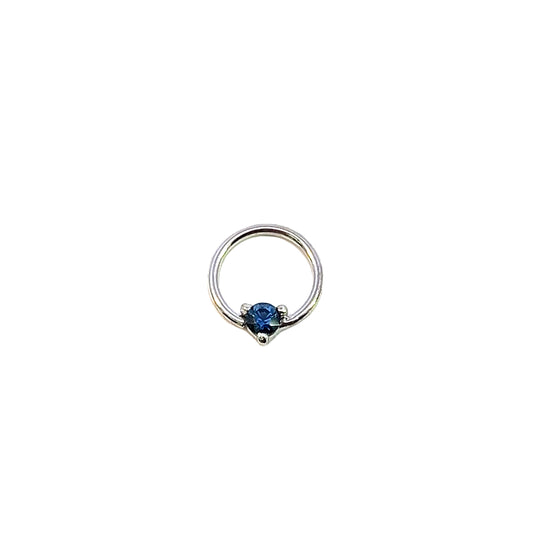 Three Prong Fixed Gem Ring - 14k White Gold