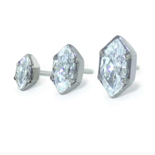 Faceted Marquise Prong - Titanium - Threadless