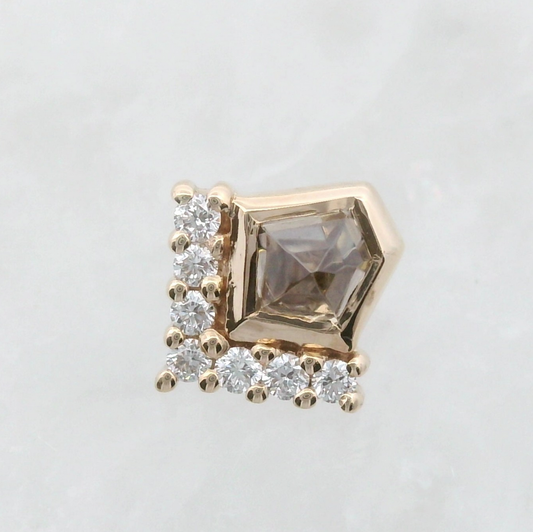 Geo Champagne Spinel and White Diamond Bezel Royalty