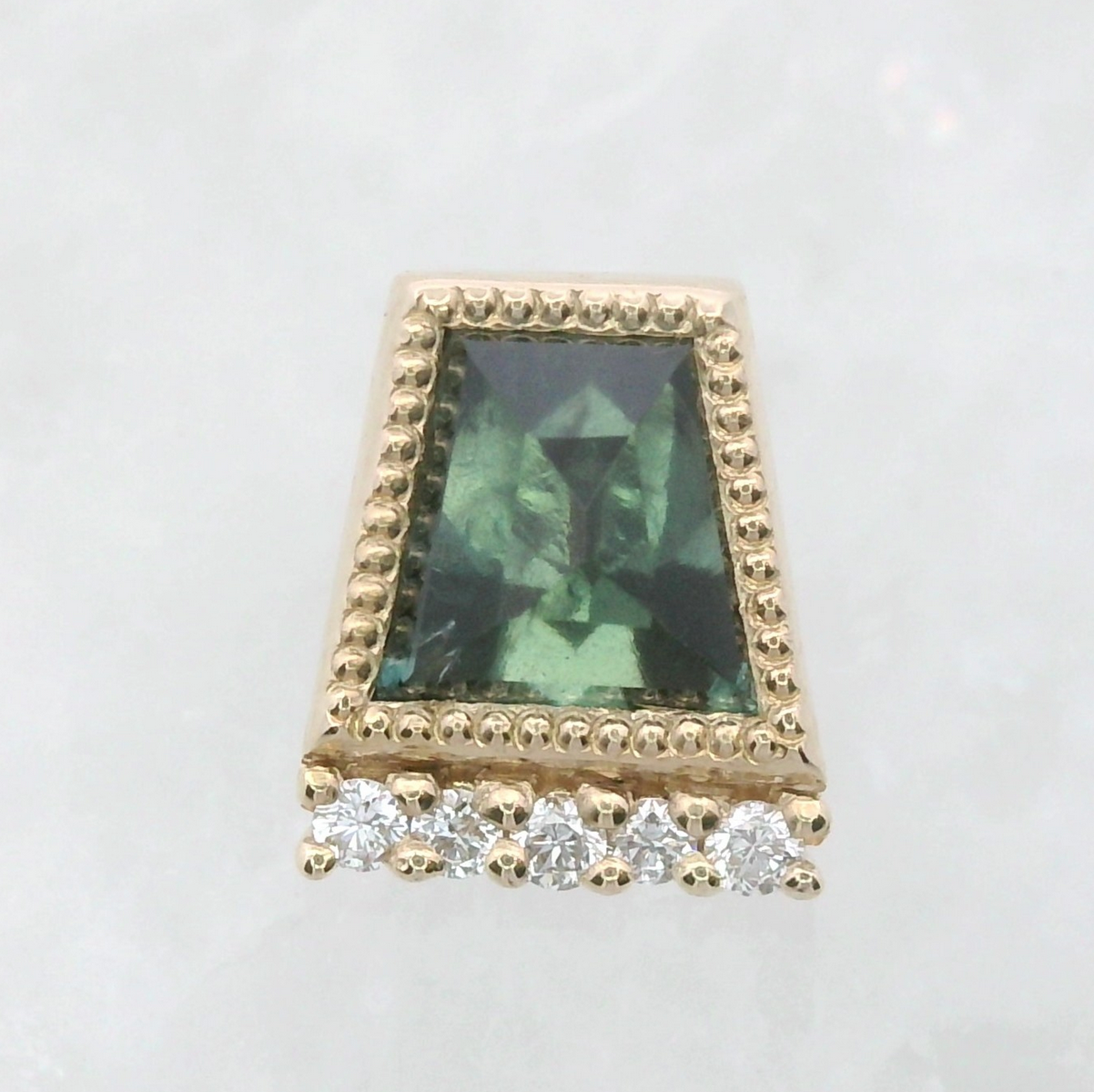 Milgrain Quad Kenya Blue Green Sapphire and White Diamond Royalty