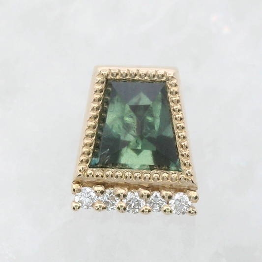 Milgrain Quad Kenya Blue Green Sapphire and White Diamond Royalty