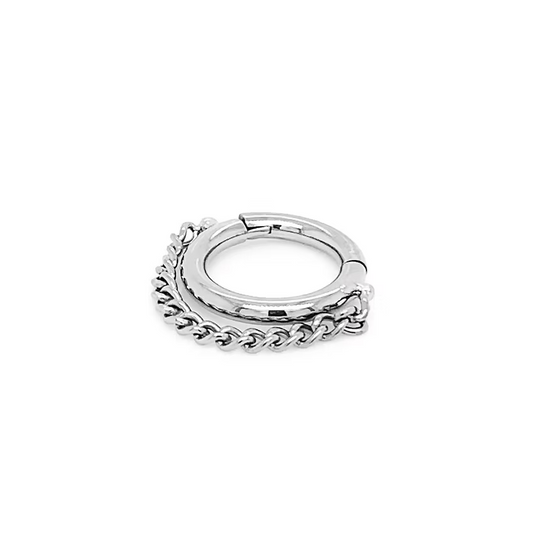 Titanium Chained Single Hinge Ring
