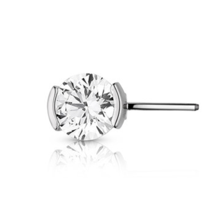 2 Prong Set Forward Facing Gems - Titanium - Threadless