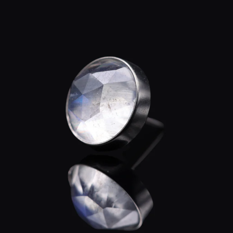 Rose Cut Cabochon - Titanium Bezel - Threadless