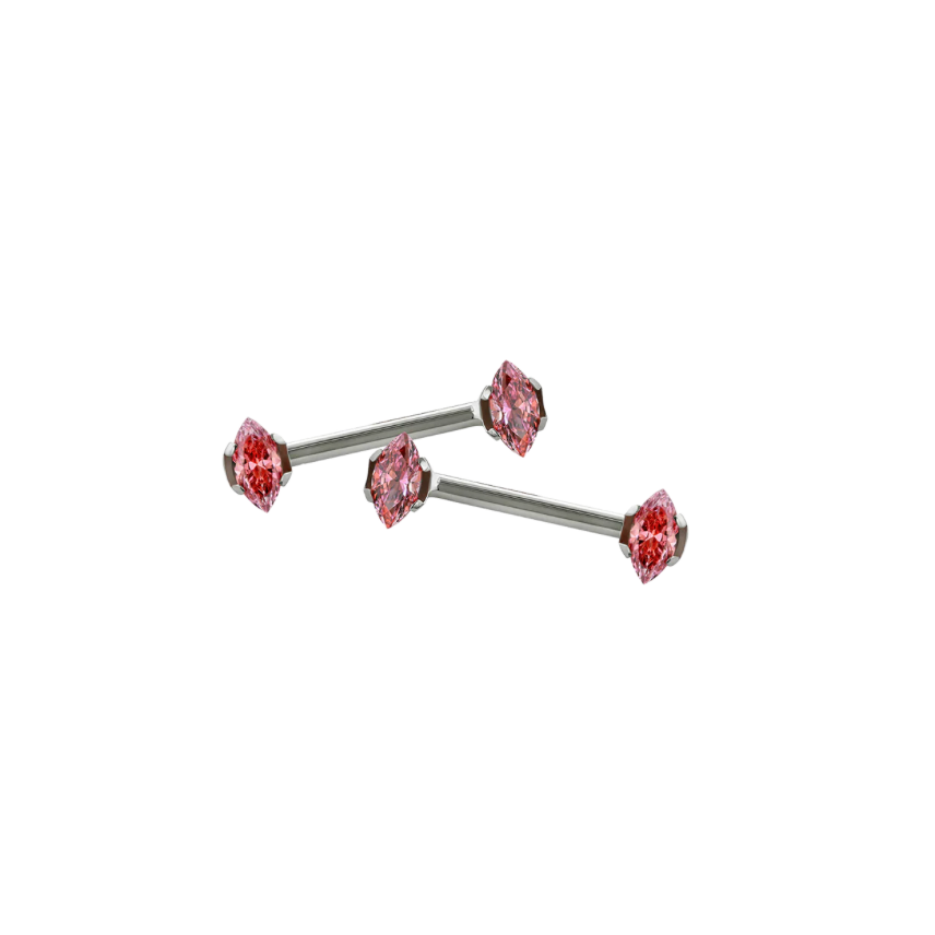 Side Set Marquise Prong Gems - Titanium - Threadless