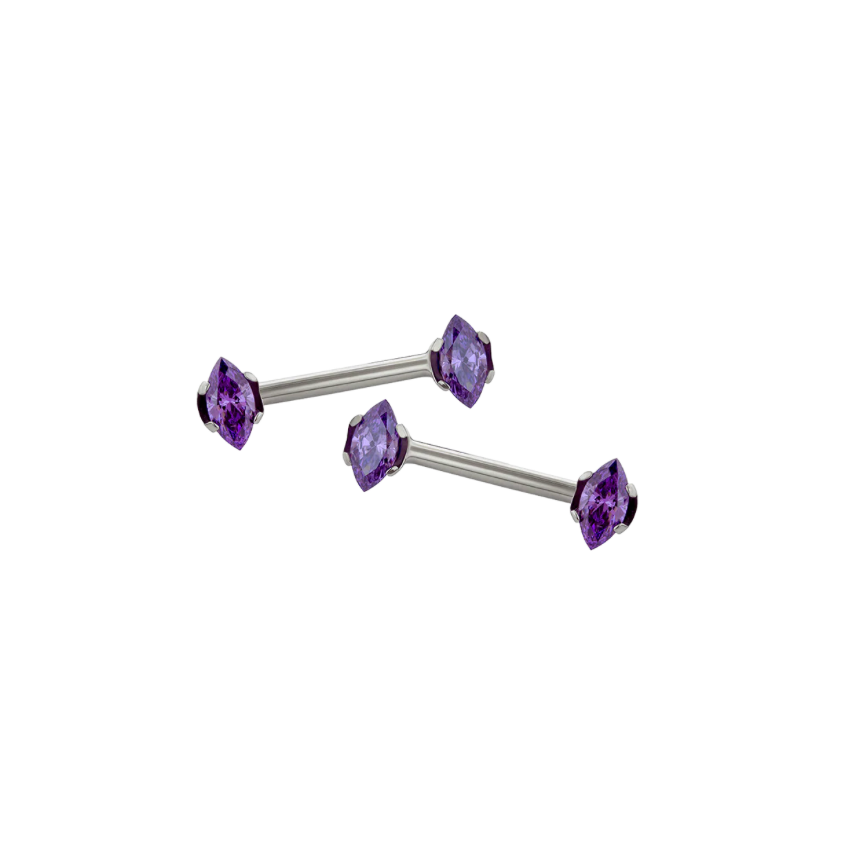Side Set Marquise Prong Gems - Titanium - Threadless