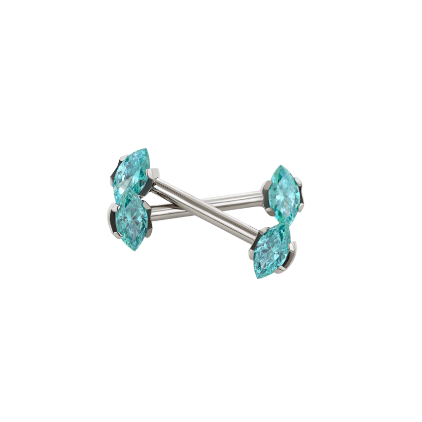 Side Set Marquise Prong Gems - Titanium - Threadless