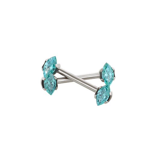 Side Set Marquise Prong Gems - Titanium - Threadless