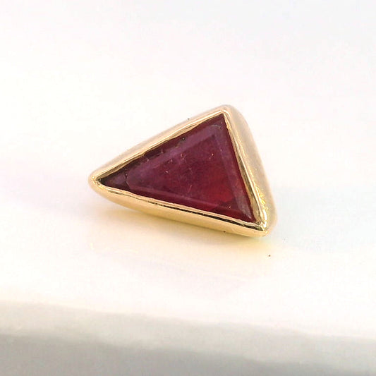 Table Cut Ruby Heart Triangle in Yellow Gold