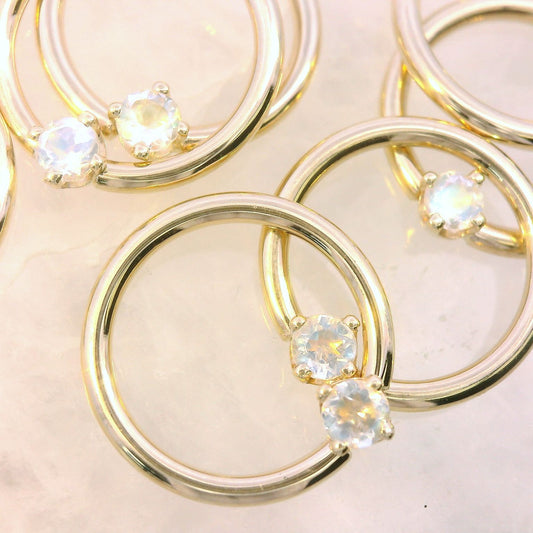 Gold Fixed Prong Gem Rings (Horizontal)
