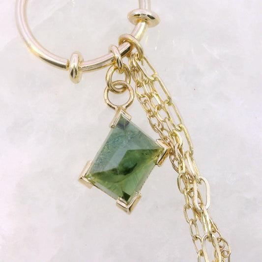 Chain Ring - Geo Green Kenya Sapphire Yellow Gold