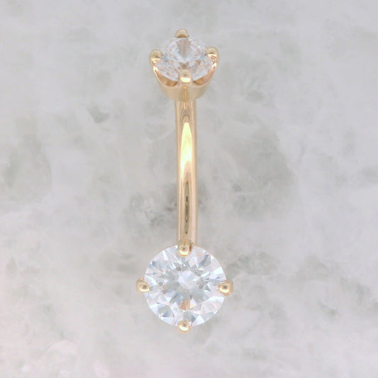 Gold Prong Navel Curve