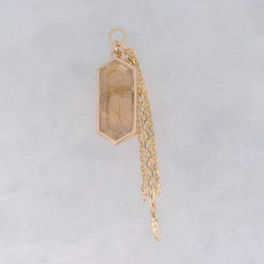Rutilated Quartz Rupee - 14k Yellow Gold - Dangle