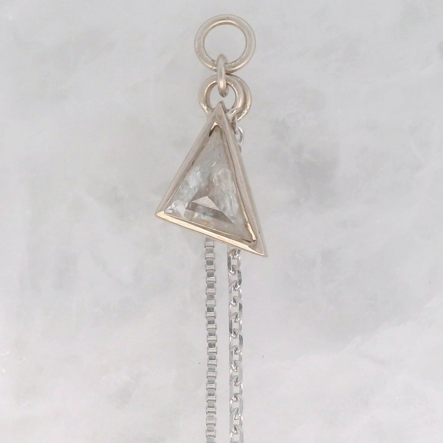 Salt and Pepper Diamond Triangle Dangle in White Gold