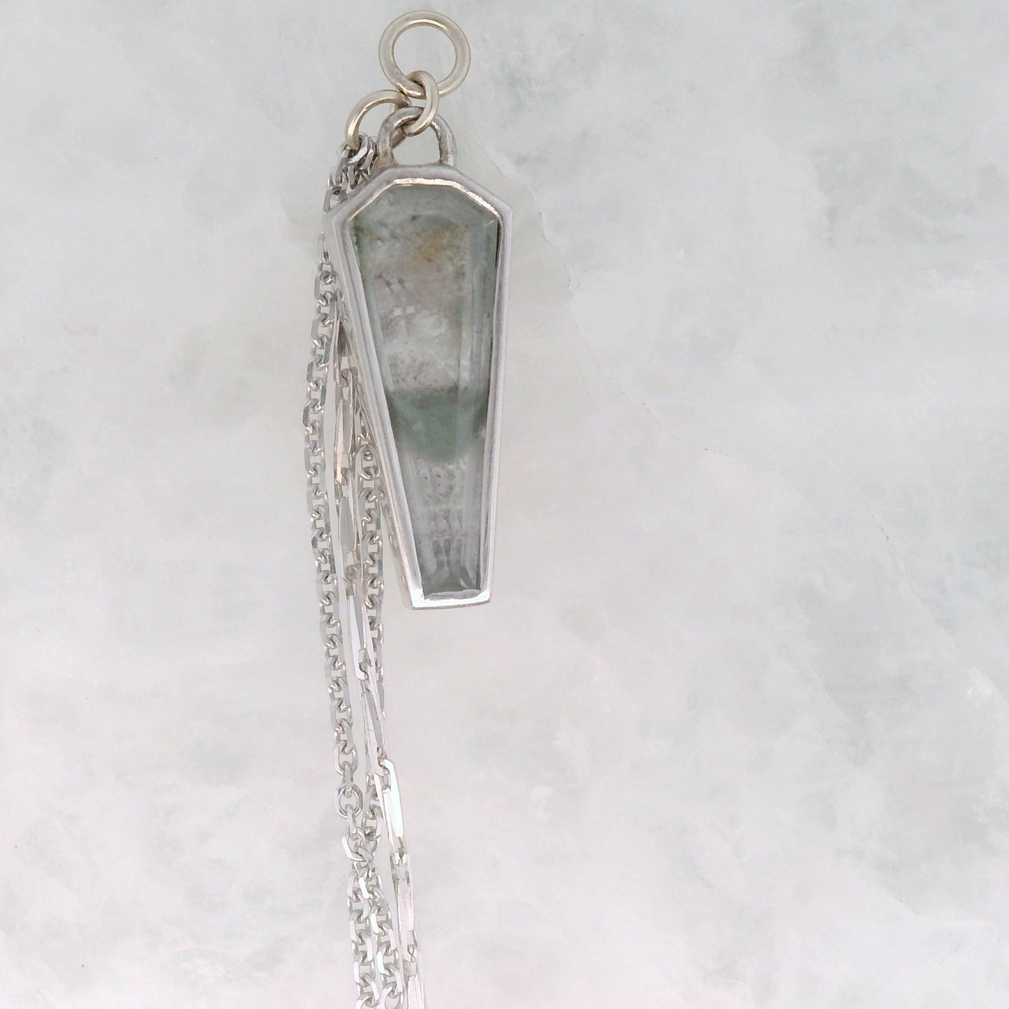 Quartz with Chlorite Coffin Dangle in White Gold