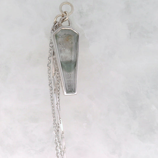 Quartz with Chlorite Coffin Dangle in White Gold