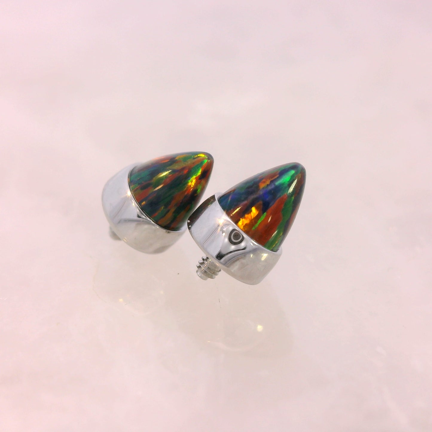 Bullet Opal and Stone in Bezel Setting - Steel - Threaded