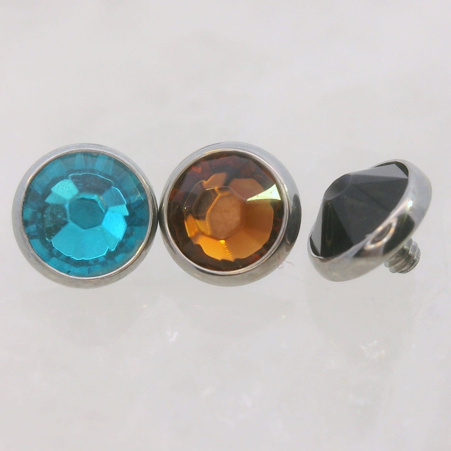 Titanium Flat Back Gems in Bezel Setting - Threaded