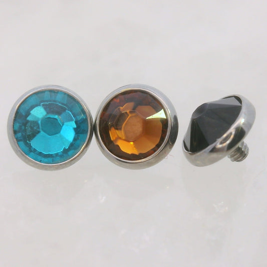 Titanium Flat Back Gems in Bezel Setting - Threaded