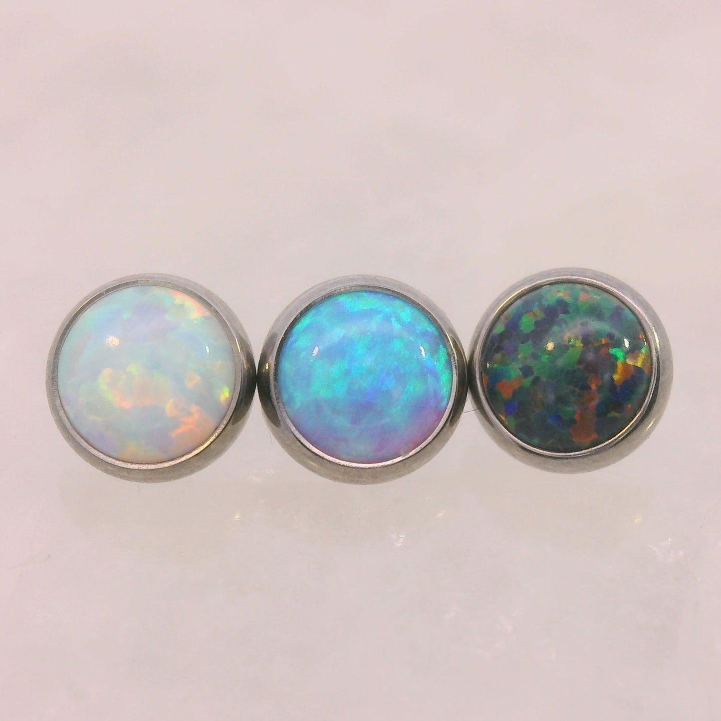 Bezel Set Opal & Stone Cabs - Titanium - Threaded