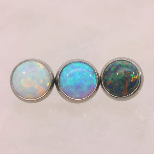 Bezel Set Opal & Stone Cabs - Titanium - Threaded
