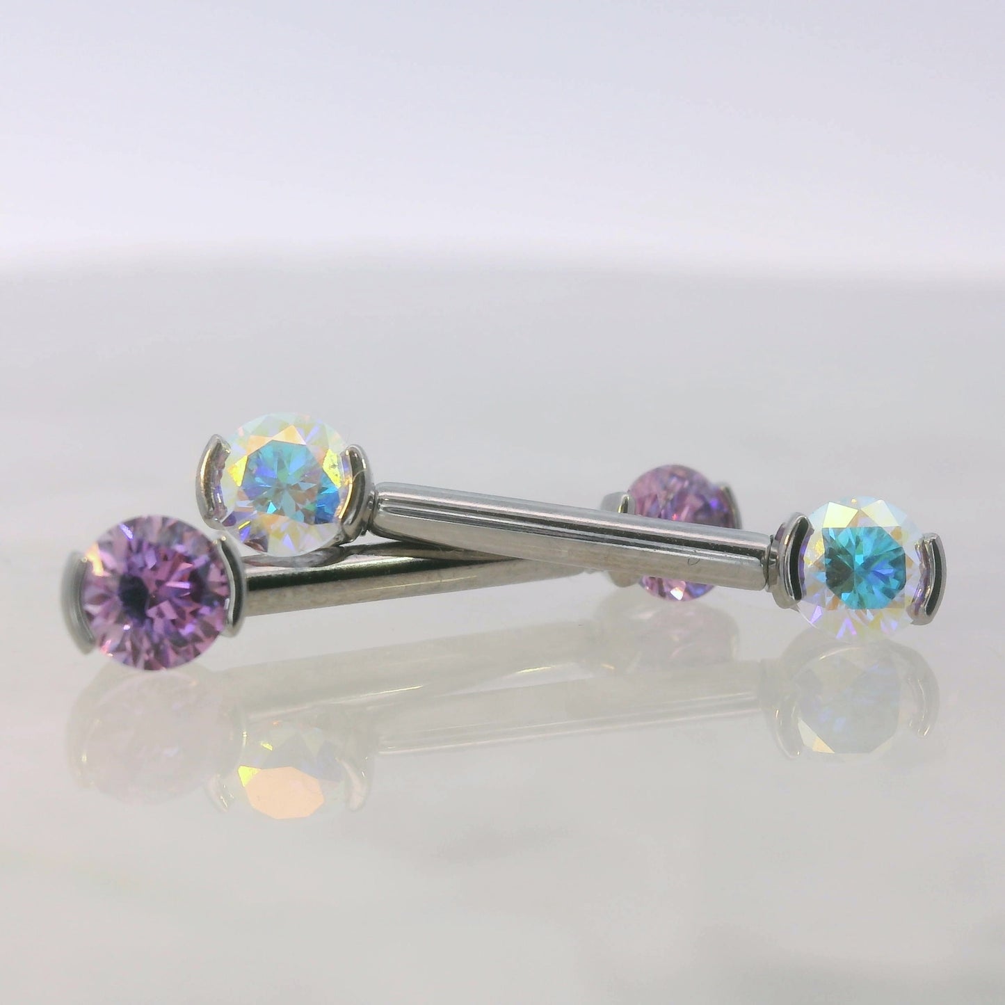 2 Prong Orbit Forward Facing Gems - Titanium - Threadless